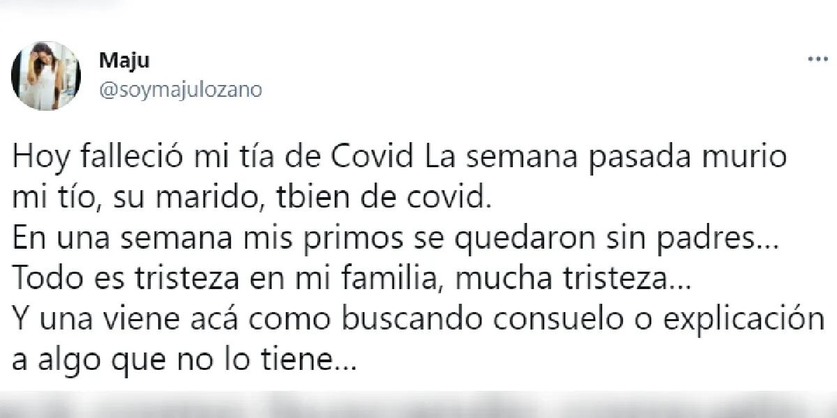 “Todo es tristeza”: el dolor de Maju Lozano tras la muerte de un familiar por coronavirus