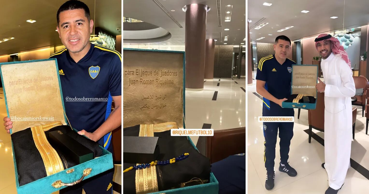 A Juan Román Riquelme le regalaron la túnica de Lionel Messi en Abu Dhabi, pero un error arruinó todo: “Jeque”