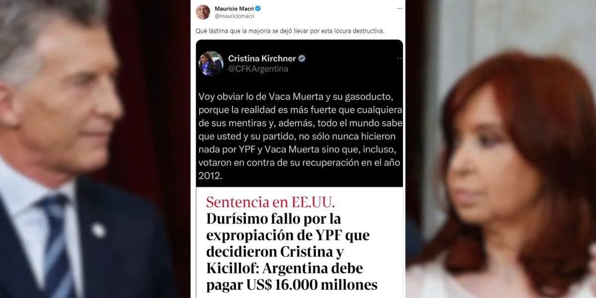 Mauricio Macri cuestionó a Cristina Kirchner tras el fallo por la estatización de YPF: "Locura destructiva"