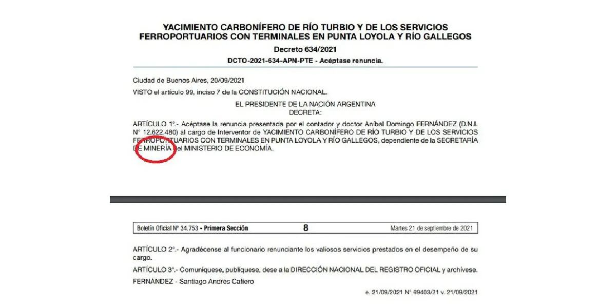 El Gobierno aceptó la renuncia de Aníbal Fernández a la intervención de la mina de Río Turbio, pero cometió un error