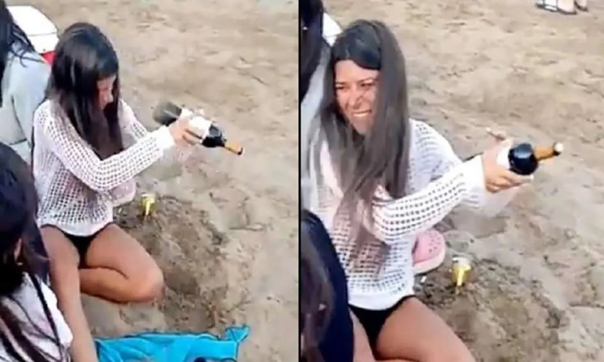 Una chica destapó una botella de vino sin sacacorchos y se volvió viral