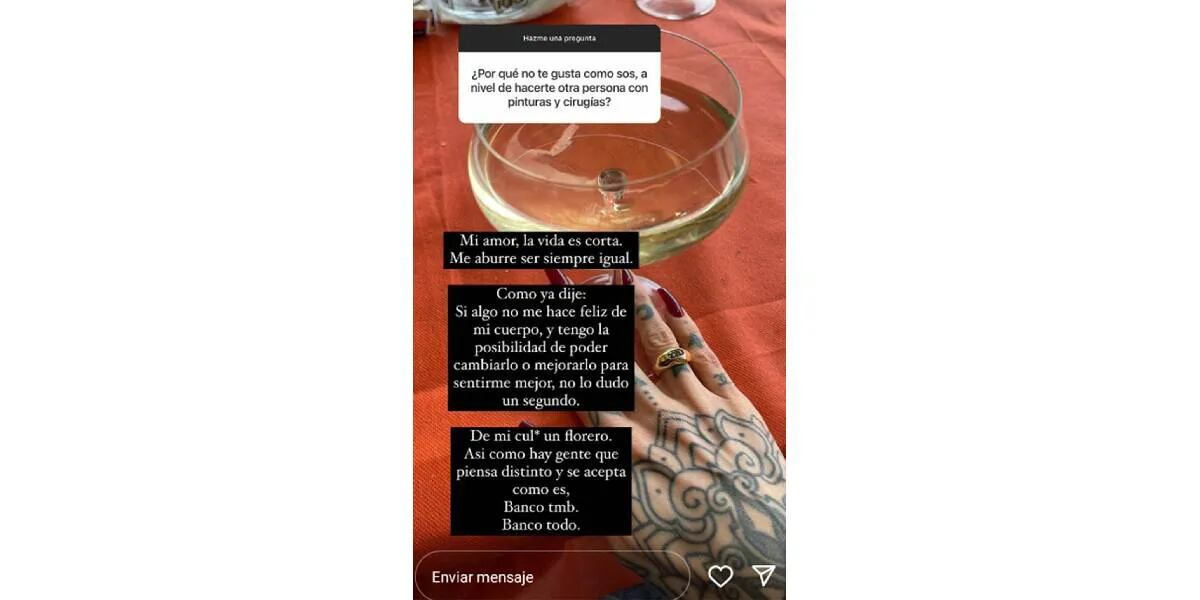 “La vida es corta”, la contundente respuesta de Cande Tinelli a las críticas por sus operaciones y tatuajes