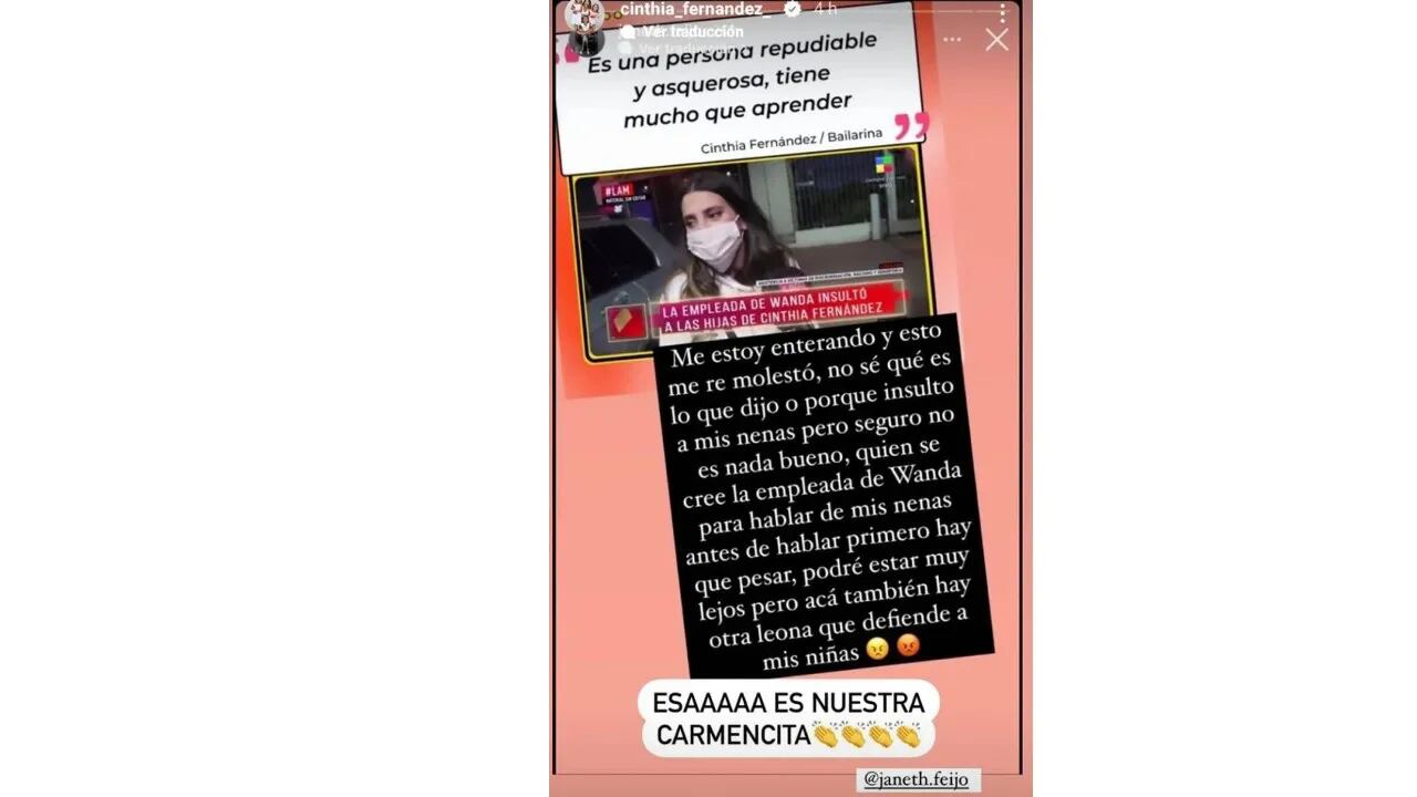 La niñera de las hijas de Cinthia Fernández estalló contra la exempleada de Wanda Nara: “Insultó a mis nenas”