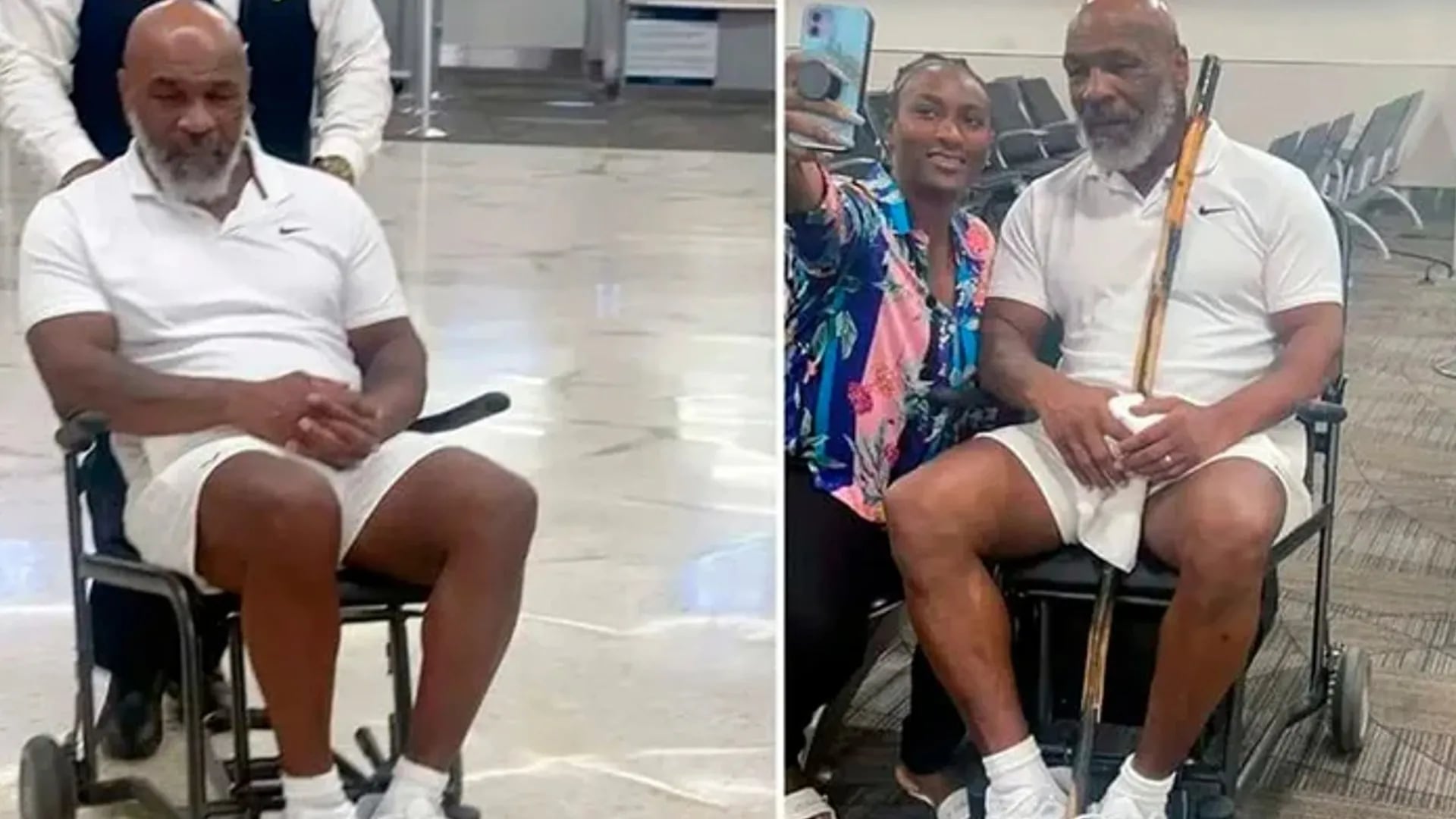 En silla de ruedas y con bastón: la preocupante imagen de Mike Tyson que encendió alarmas sobre su salud