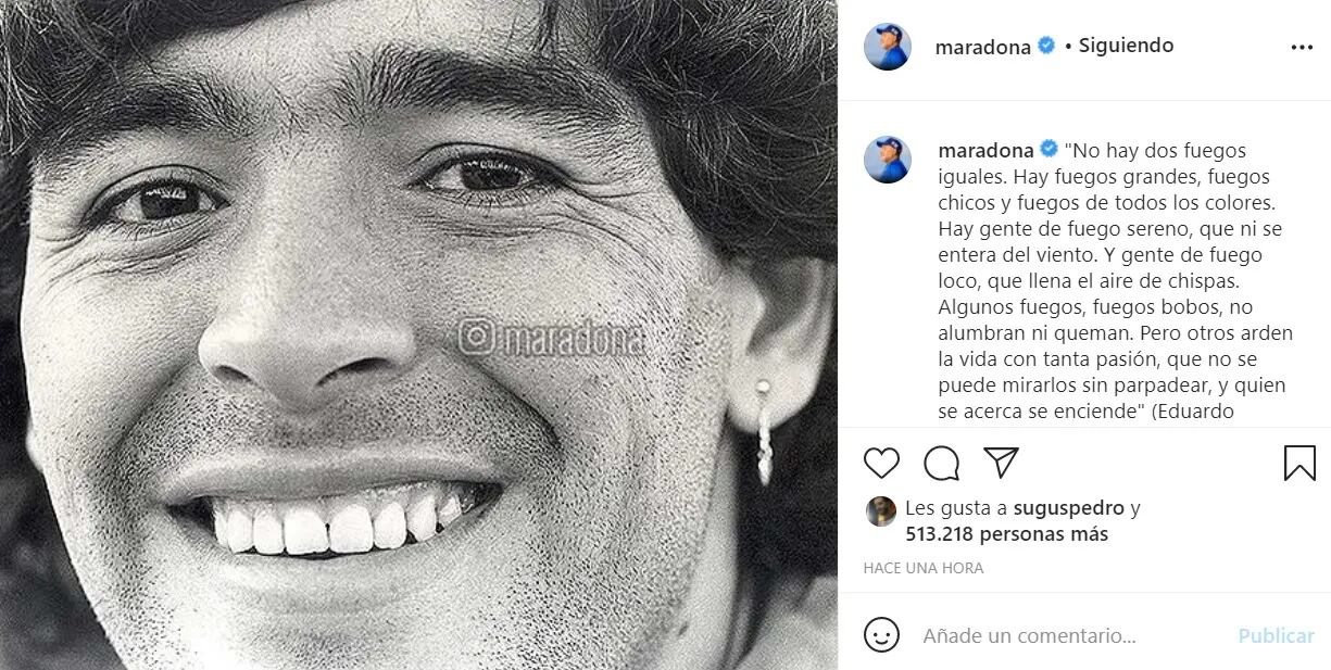 "Queremos que tu fuego no se apague nunca": los hijos de Diego Maradona reactivaron las redes sociales del astro