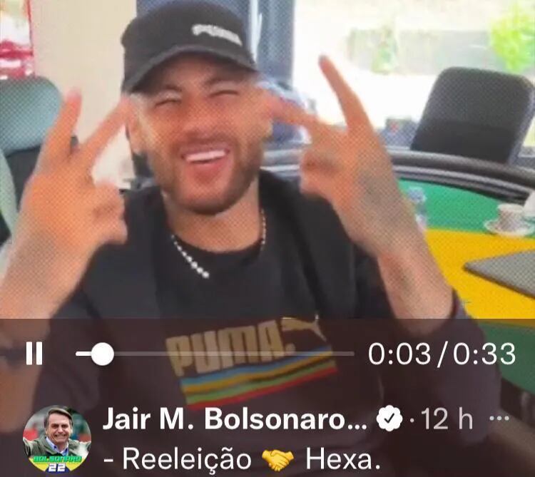 Foto del video publicado por Neymar apoyando a Bolsonaro.