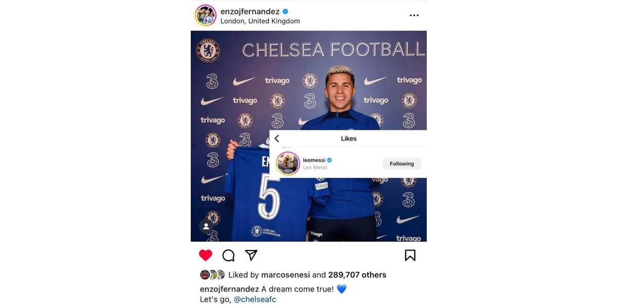 Enzo Fernández publicó una foto sobre su traspaso al Chelsea y Lionel Messi no dudó en reaccionar