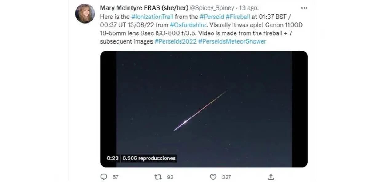 Una científica británica publicó el video de un meteorito de la lluvia de Perseidas que fue interpretad como “material íntimo” por la moderadores de la red social.