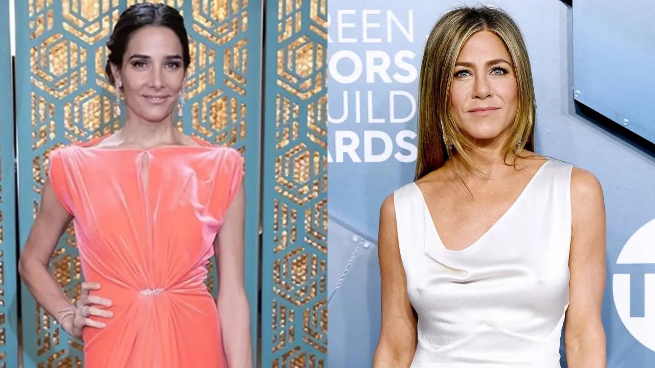 Duelo de looks: Juana Viale y Jennifer Aniston tienen en común un elegante vestido escotado y con tajo
