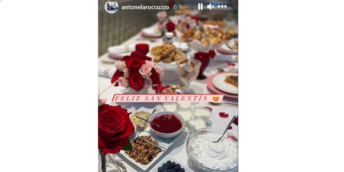 Antonela Roccuzzo sorprendió a Lionel Messi con un romántico desayuno en el día de San Valentín
