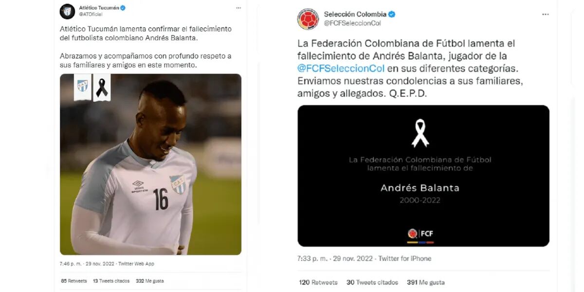 Murió Andrés Balanta, jugador de Atlético Tucumán, tras salir del entrenamiento