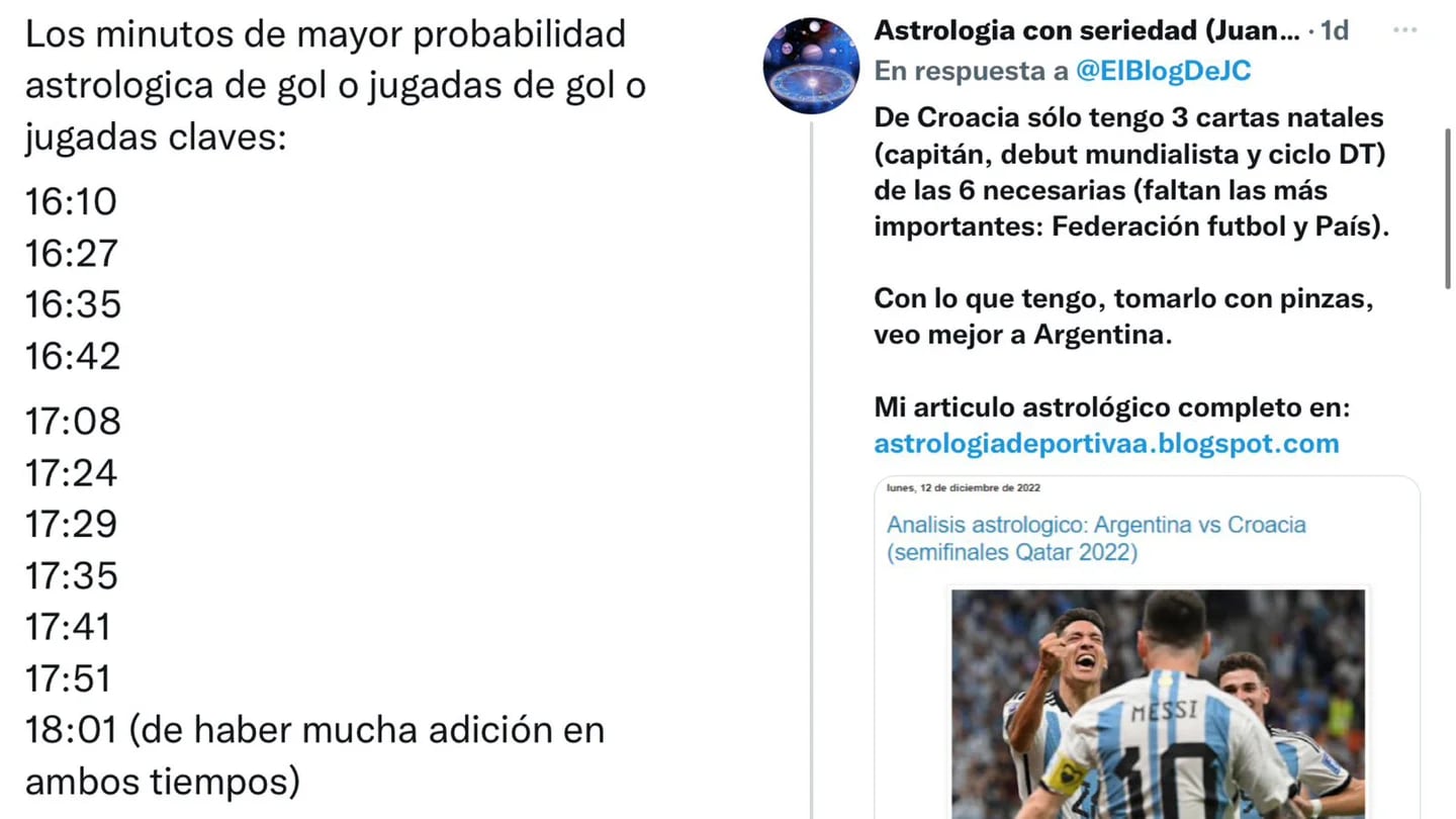 Un astrólogo acertó el momento exacto de los goles de Messi y Julián Álvarez contra Croacia y estallaron las redes: “Claves”