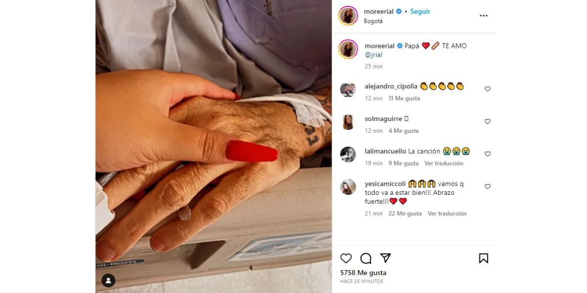 Morena Rial compartió una foto con su papá tras ser operado de urgencia: “Te amo”