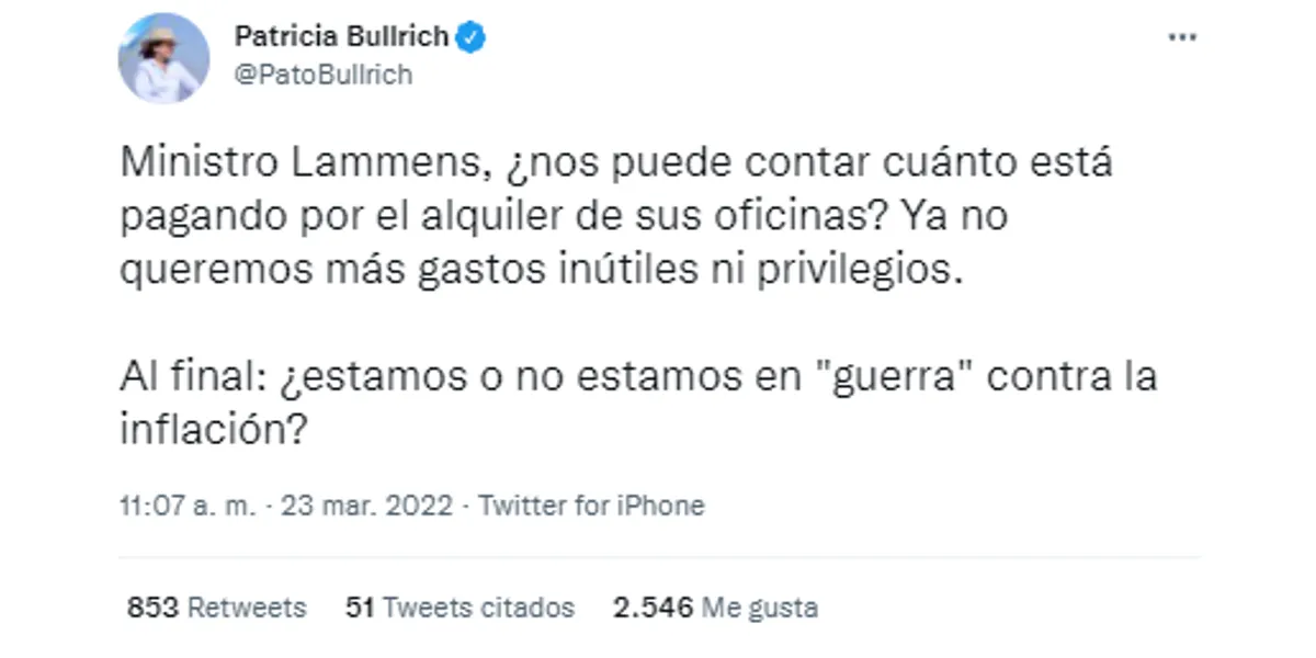Patricia Bullrich Twitter
