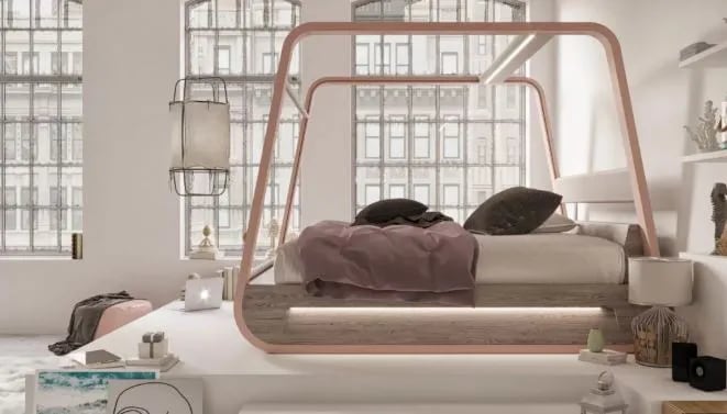 Diseñaron una cama para ver Netflix con una gigante pantalla de TV incorporada