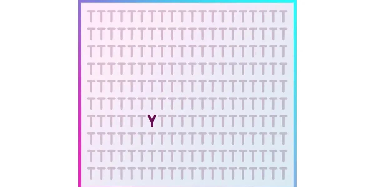 Reto visual nivel extremo: encontrá la letra 'Y' escondida entre las 'T' en 7 segundos
