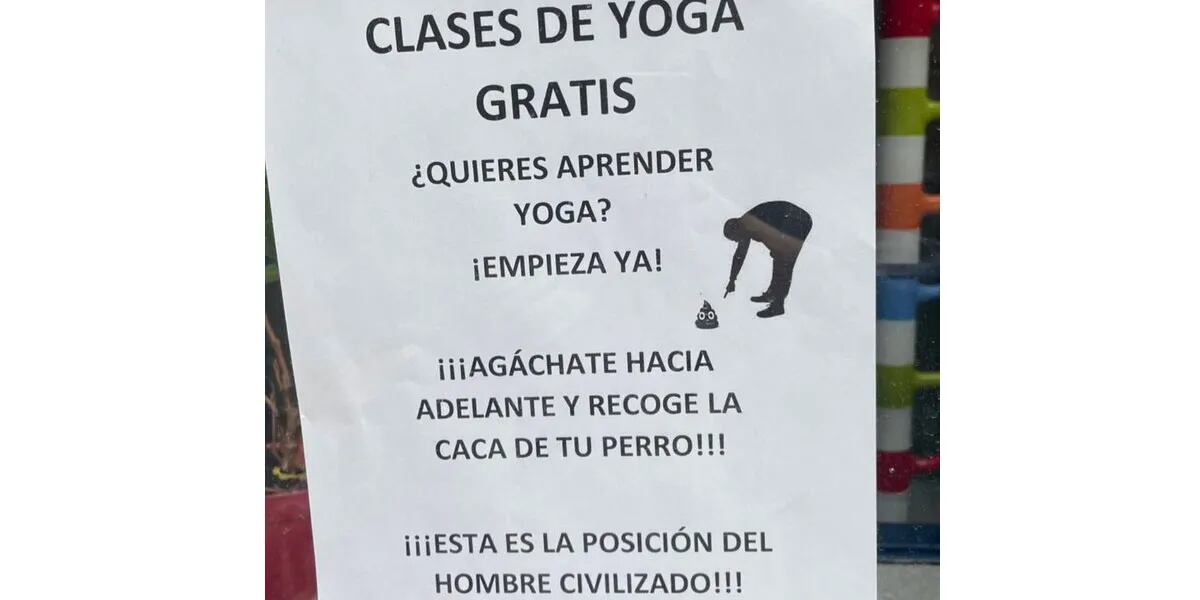 Un cartel promociona "clases de yoga gratis" con segundas intenciones: "Agachate hacia adelante"