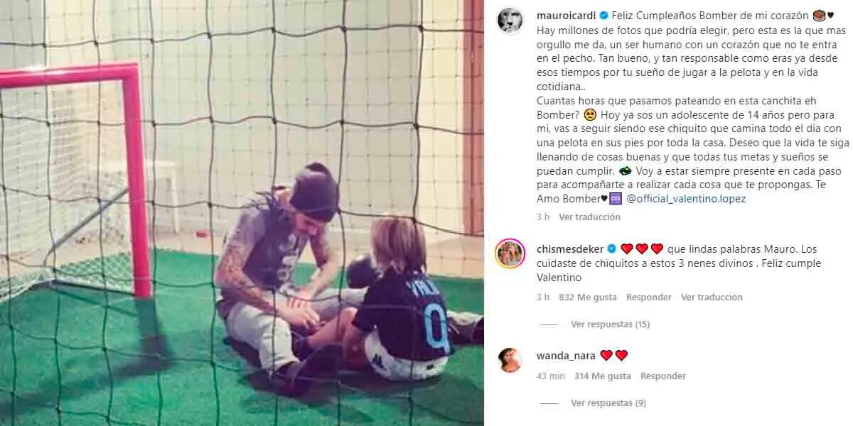 Mauro Icardi despertó el amor de Wanda Nara con un emotivo posteo para su hijo Valentino: “Bomber de mi corazón”