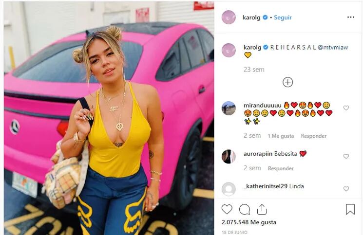 Los seguidores de Karol, llenaron su Instagram de corazones 