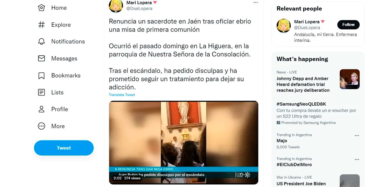 Dio misa borracho, se viralizó el video y renunció a la Iglesia: "Para lo que me queda en el convento... Oremos"