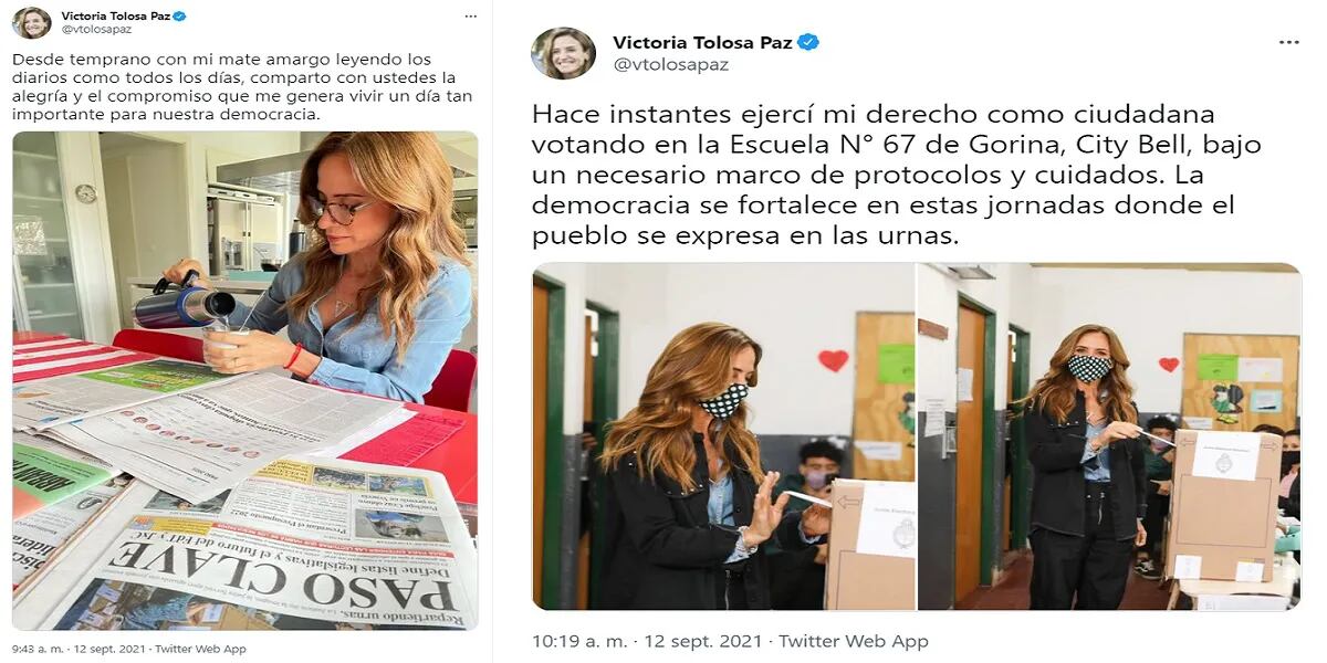 Victoria Tolosa Paz: "La democracia se fortalece en estas jornadas donde el pueblo se expresa en las urnas"
