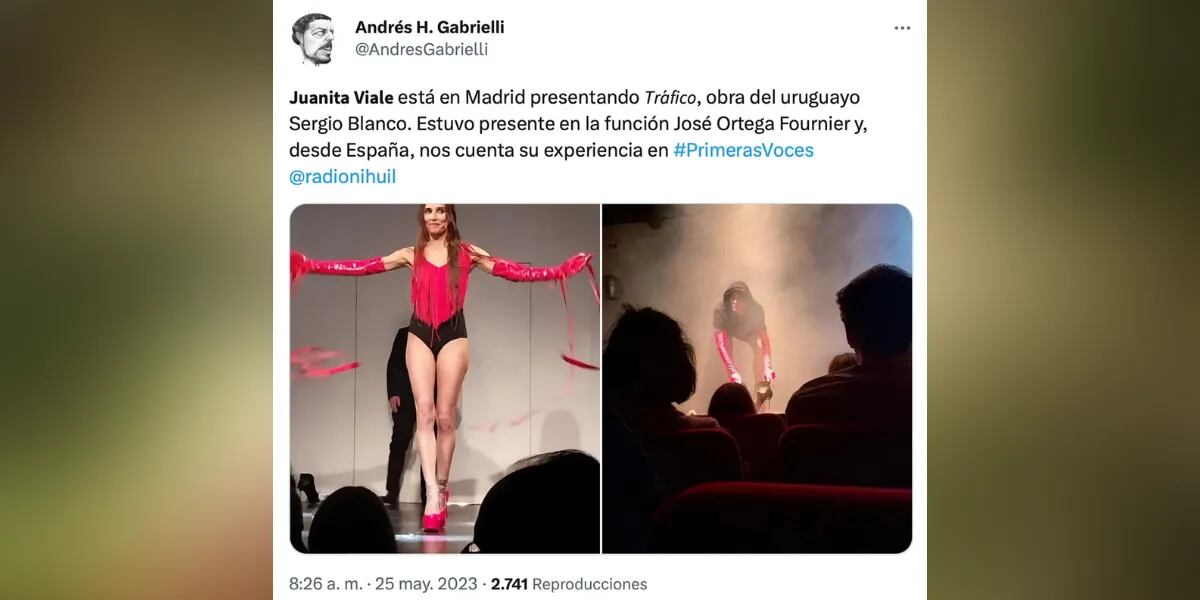 Se filtraron las fotos del debut teatral de Juana Viale en Madrid y son una bomba: “Tráfico”