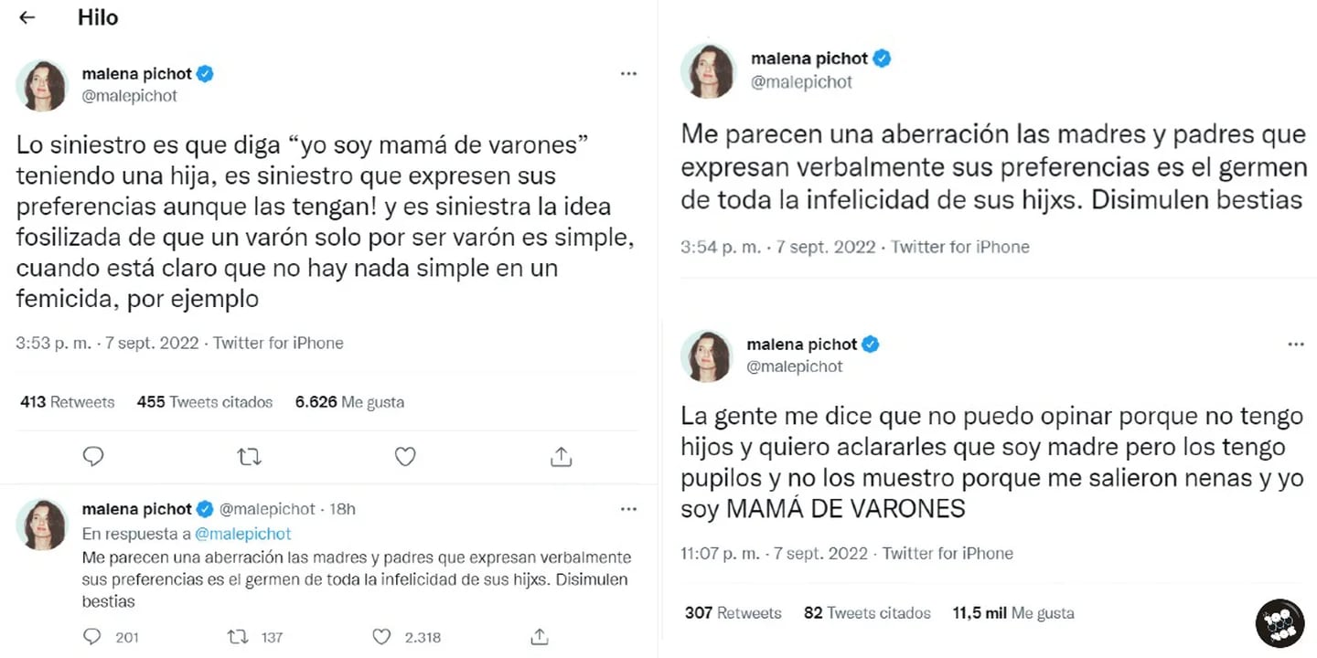 "Disimulen bestias”: La explosiva crítica de Malena Pichot a Valeria Mazza por sus dichos sobre criar hijos varones