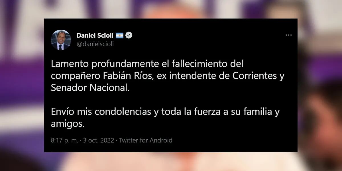 Murió Fabián Ríos, exintendente de Corrientes: sufrió un paro cardíaco mientras jugaba al pádel
