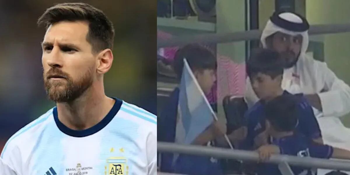 Los hijos de Lionel Messi revolearon palitos de chupetines a la tribuna y un jeque los miró mal