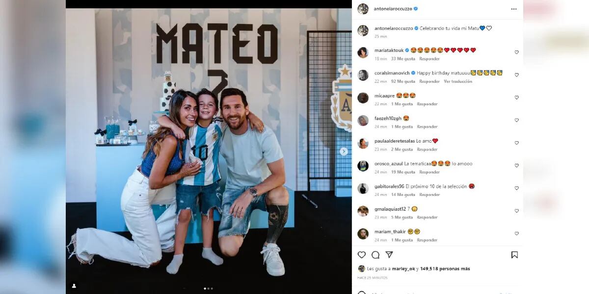 Mateo Messi festejó su cumpleaños con una fiesta en celeste y blanco inspirada en la Selección Argentina