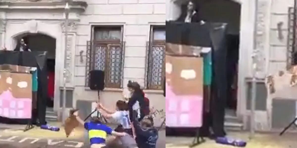 Imitaron a Cristina Kirchner en un acto escolar, con lluvia de polenta  incluida: “Los amo mis planeros y planeras” | La 100