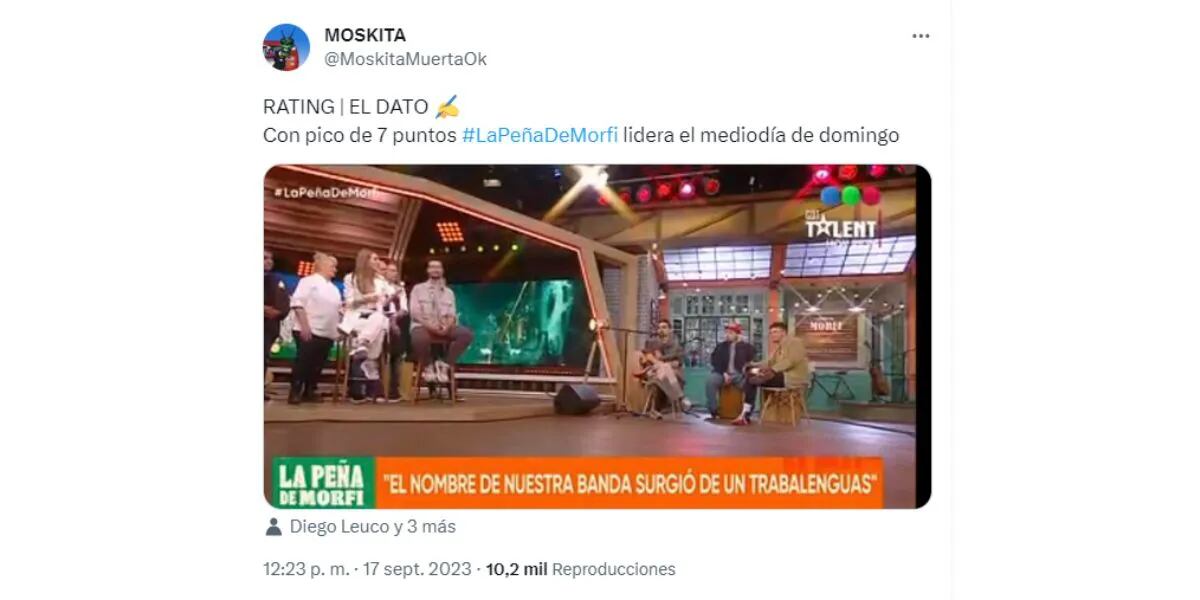 Cómo fue el rating de La Peña de Morfi en el tercer programa de Diego Leuco