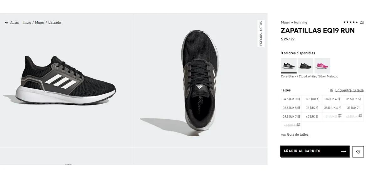 Los últimos números de zapatillas Adidas para papá que podés comprar por menos de 26.000 pesos