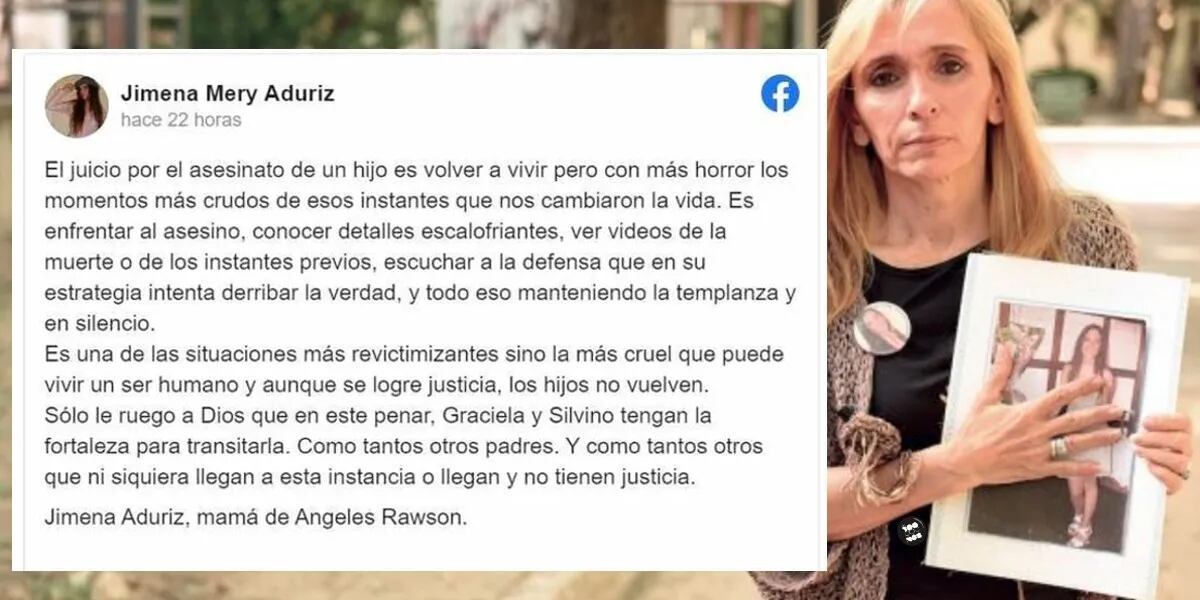 La mamá de Ángeles Rawson le dedicó una emotiva carta a los papás de Fernando Báez Sosa: “Los hijos no vuelven”