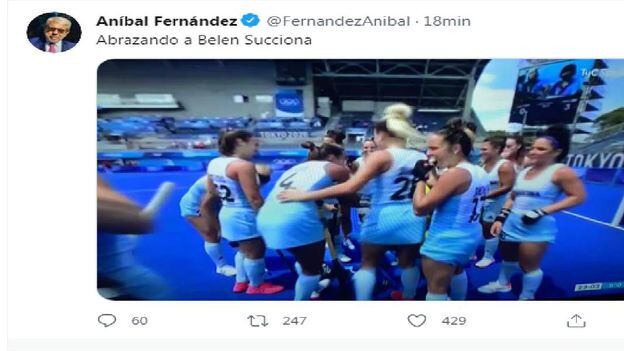 El desafortunado tuit de Aníbal Fernández para una jugadora de Las Leonas