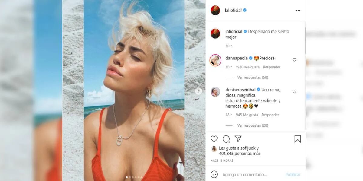En bikini naranja y desde la playa, Lali Espósito posó a orillas del mar: “Despeinada me siento mejor”