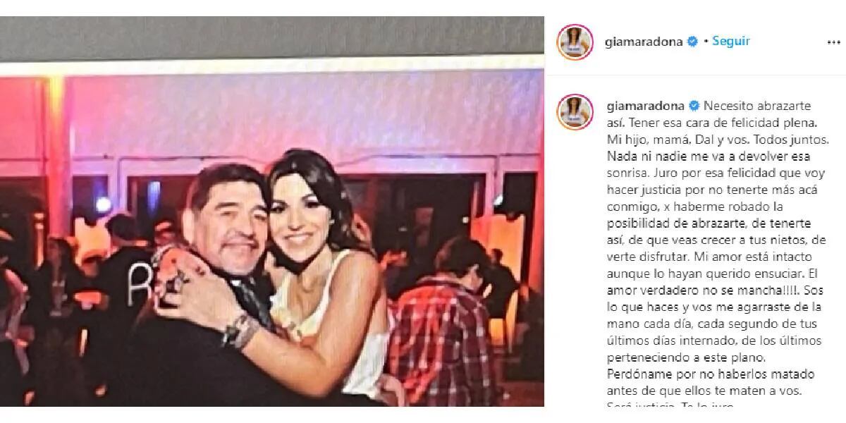 El visceral posteo de  Gianinna Maradona para Diego: "perdóname por no haberlos matado"