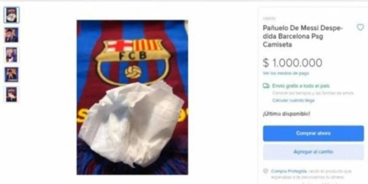 Cuánto cuesta el pañuelo lleno de lágrimas que Lionel Messi usó en su despedida del Barcelona