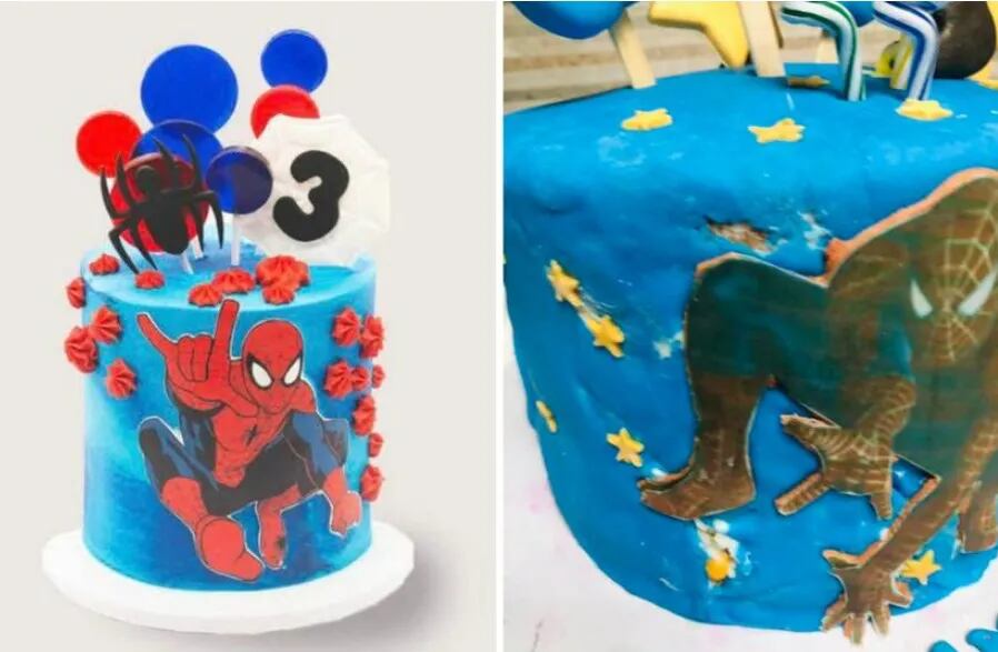 Encargó una torta de Spiderman, el panadero hizo lo que quiso y el resultado fue vergonzoso: “Solicité mi rembolso”
