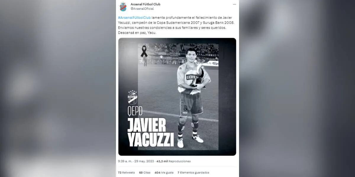 Murió el exjugador de Arsenal Javier Yacuzzi tras contraer un virus en México: tenía 43 años