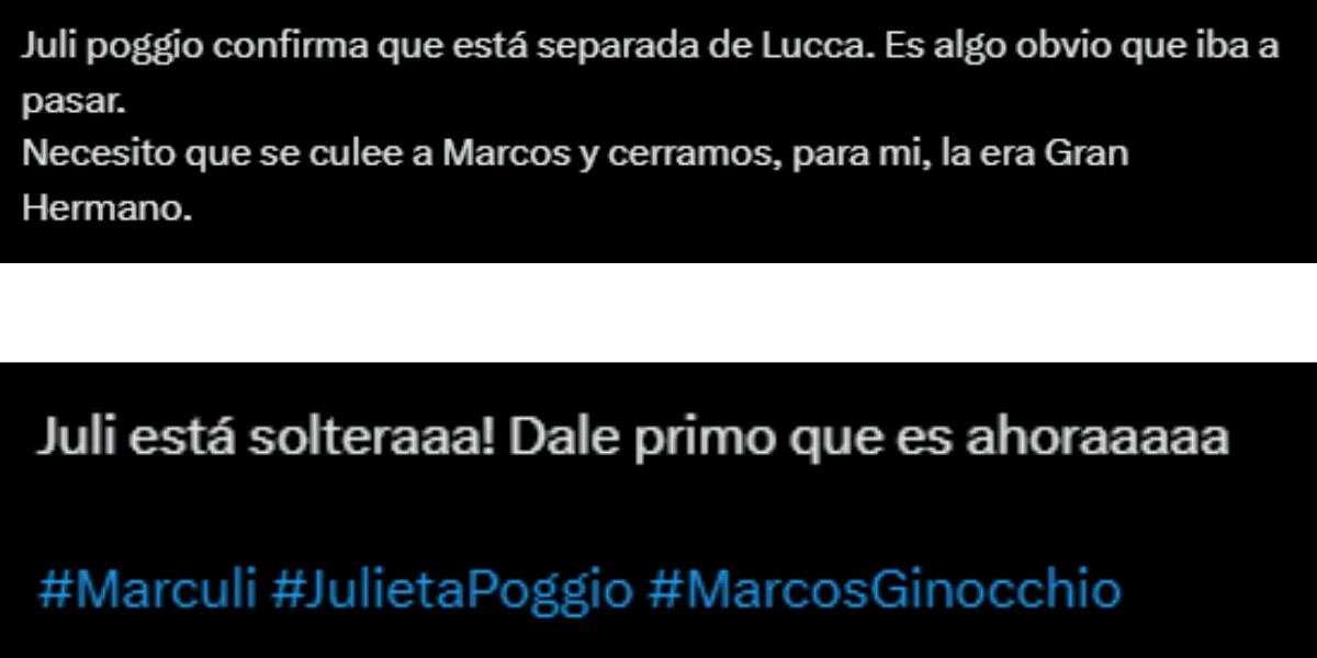 Julieta Poggio se separó de su novio y los memes salieron a pedir por Marcos Ginocchio: “Es ahora”