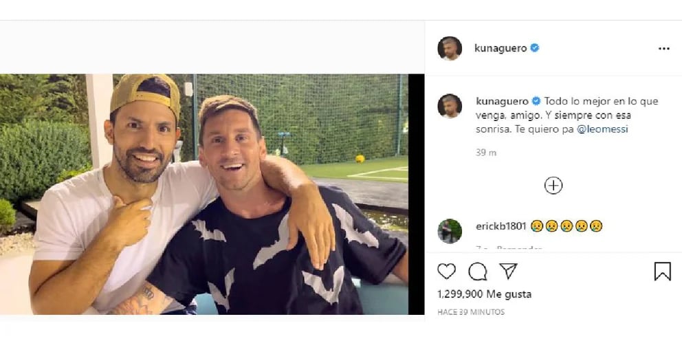 “Te quiero, pa”, Kun Agüero despidió a Leo Messi con una foto íntima