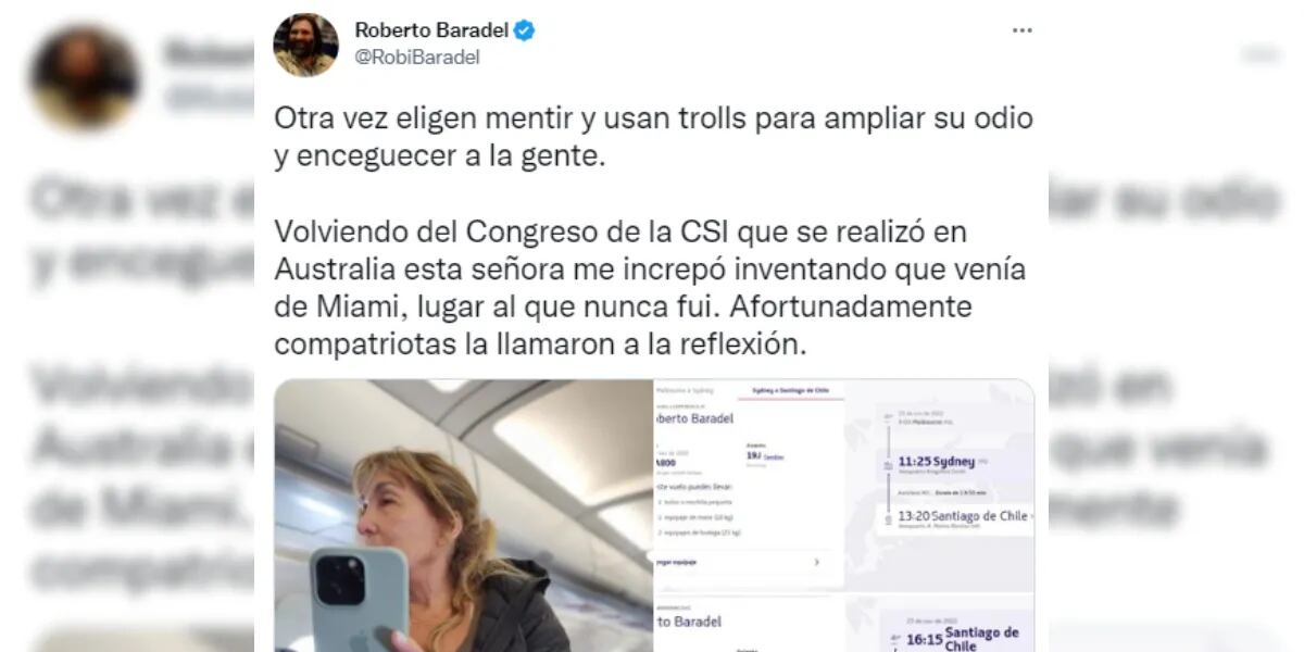 Escracharon a Roberto Baradel en pleno vuelo y salió en Twitter a aclarar la situación: “Otra vez eligen mentir”