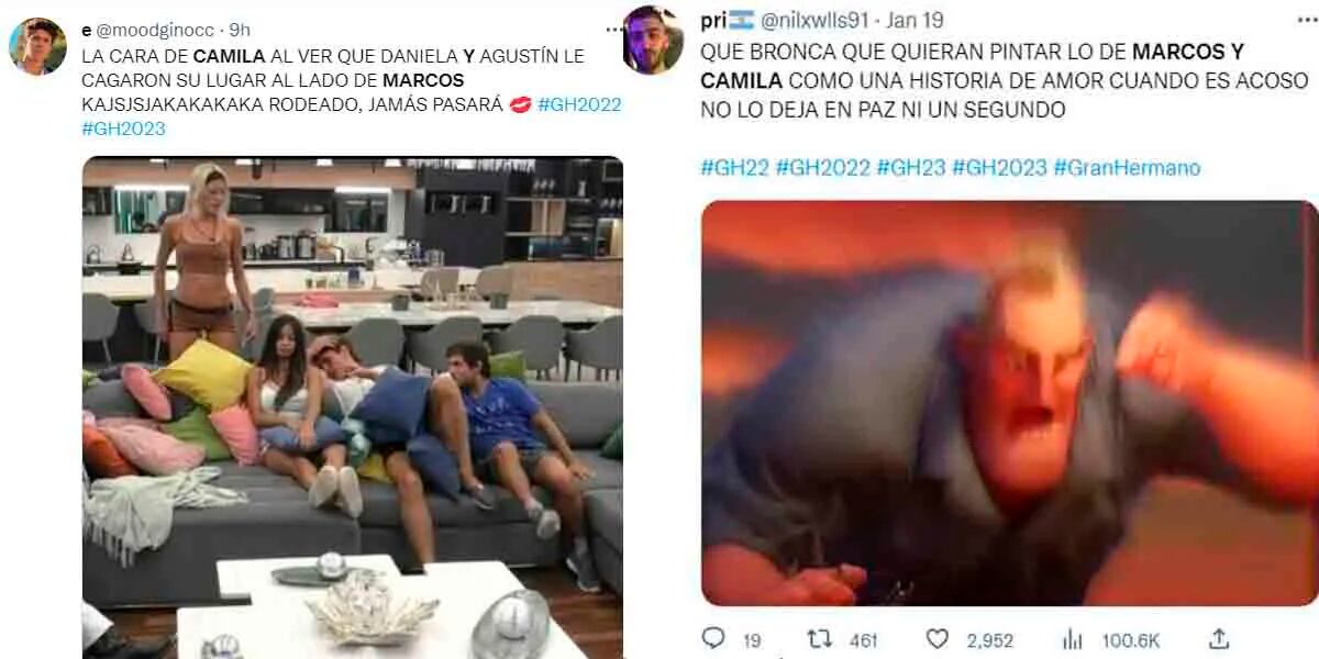 Camila se volvió a poner pesada con Marcos y los fans de Gran Hermano reaccionaron con una lluvia de memes: “Dejálo en paz, loca”