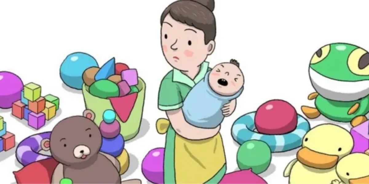 Reto visual: encontrá el chupete en medio del bebé llorando