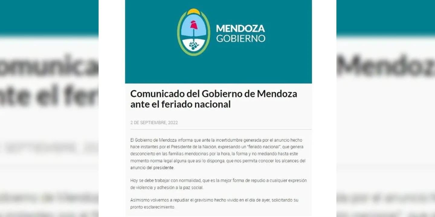 ¡REPUDIABLE! Jujuy y Mendoza no adhieren al feriado nacional por el ataque a CFK: “Se debe trabajar”