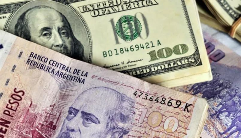 Pesos argentinos y dólares estadounidenses
