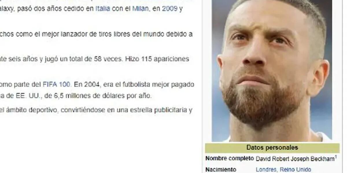Hinchas argentinos cambiaron la foto de Wikipedia de David Beckham por una del Papu Gómez: "Son iguales"