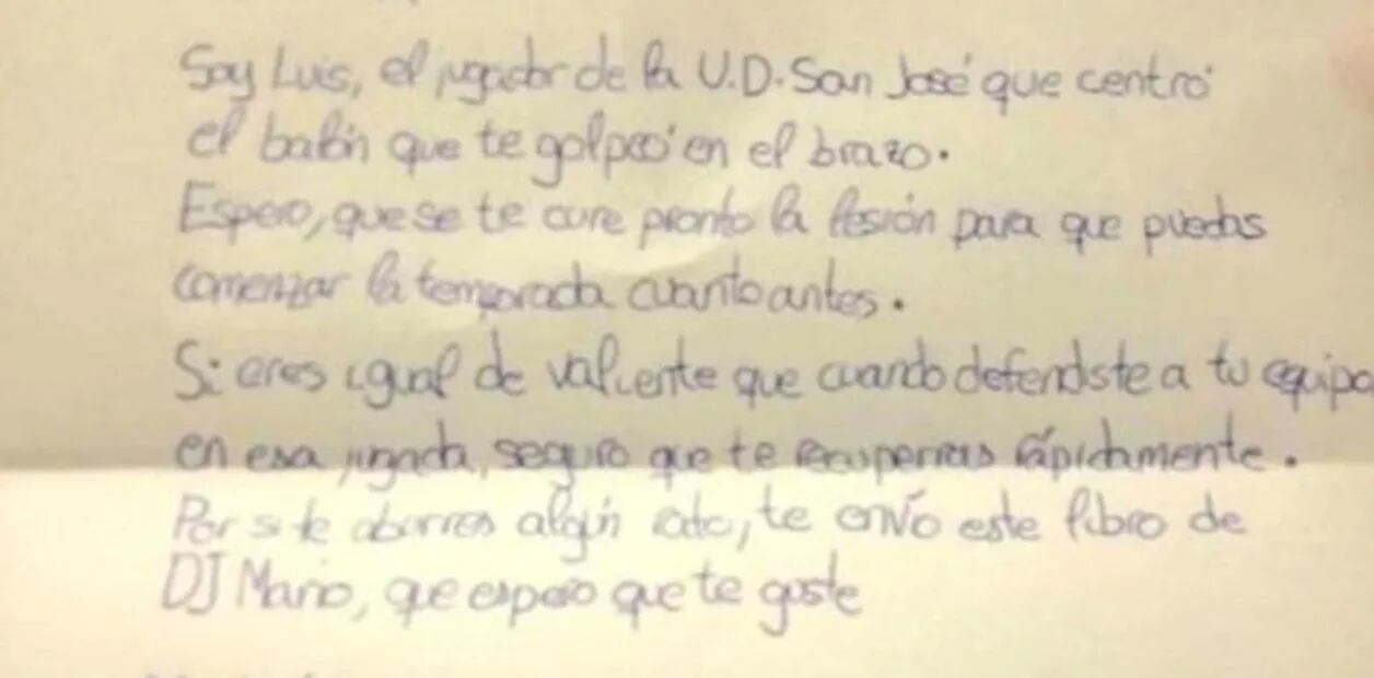 La carta que Luis le escribió a su contrincante