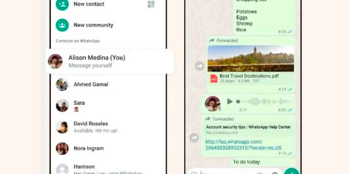 Cómo se usa la nueva función de WhatsApp  para mandarse mensajes a uno mismo